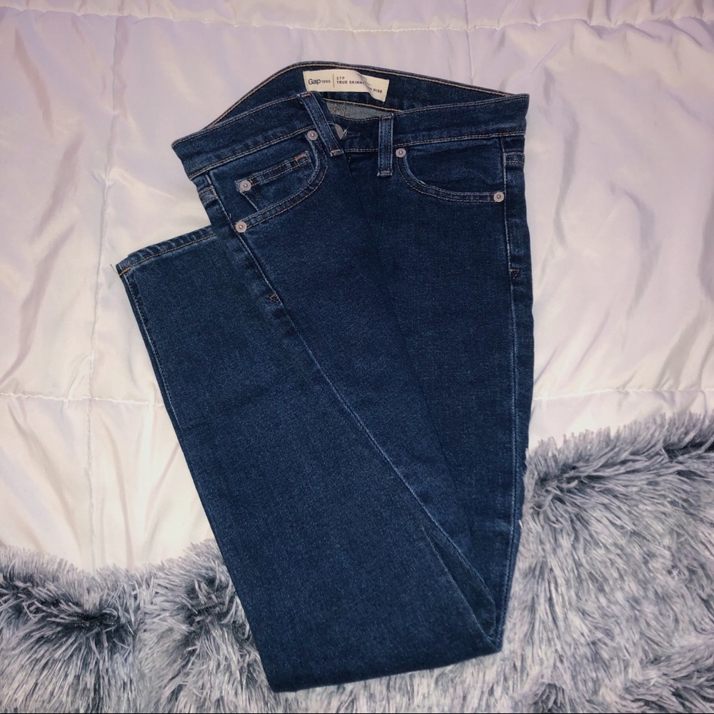 GAP True Skinny High Rise dark wash denim